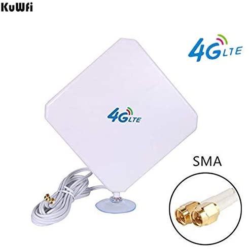 KuWFi SMA Antena 4G LTE Antena SMA 4G Antenna 38DBI gsm High Gain 4G Dongle LTE WiFi Signal Booster Adapter Network Reception Long Range Receiver 2-Pack 